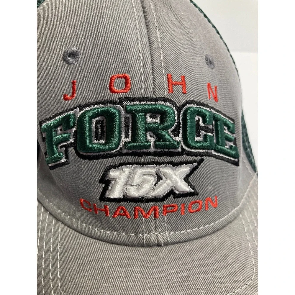 John Champion Force 15X Cap Hat Gray Green NHRA Drag Racing Full Throttle Energy